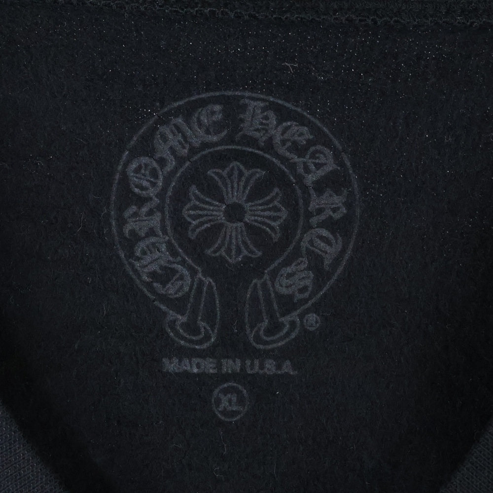 CHROME HEARTS(クロムハーツ) Horseshoe L/S Sweatshirt ホースシュープリント 袖フローラルプリント クルーネックスウェットトレーナー ブラック