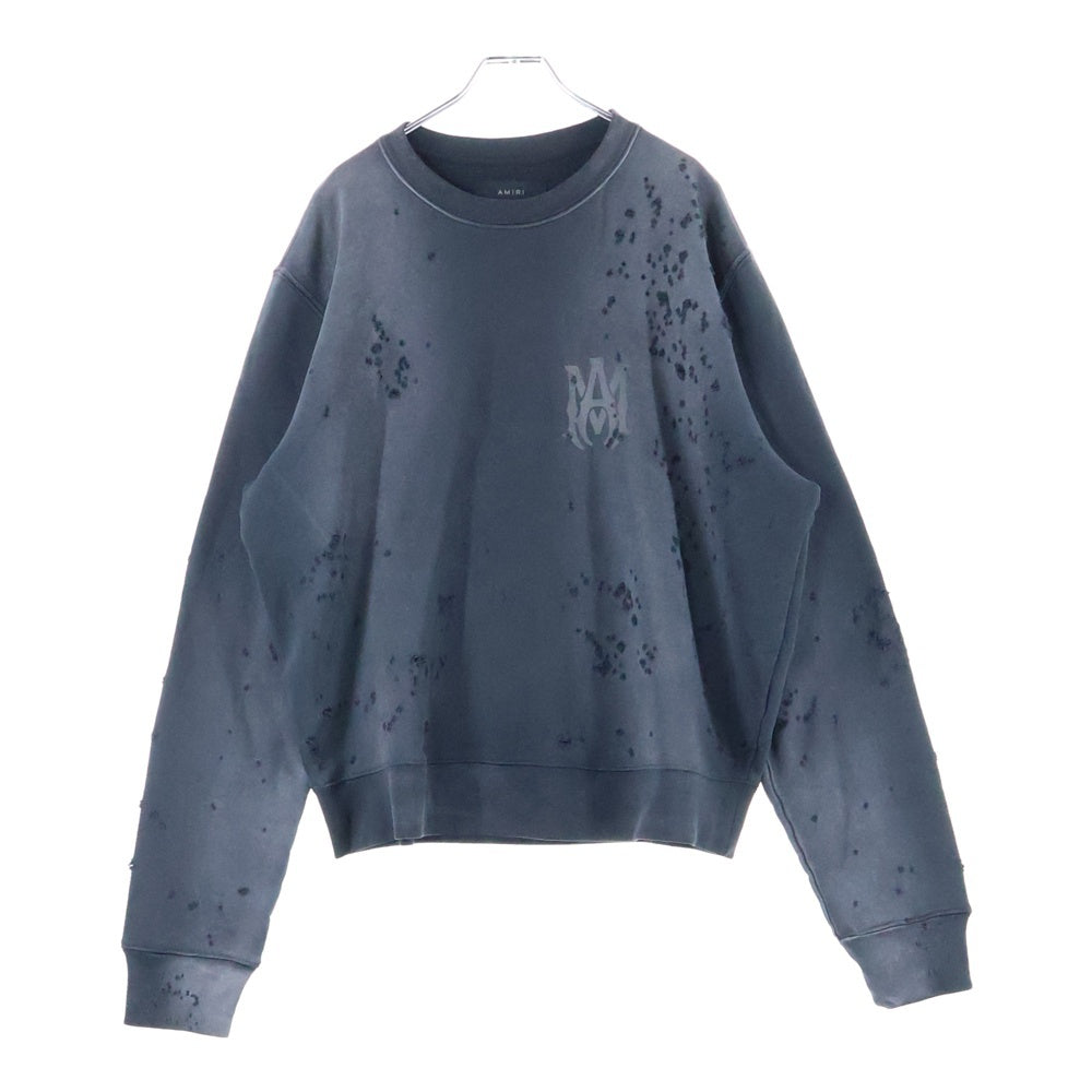 AMIRI(アミリ) MA Logo SHOTGUN Crewneck フロントロゴ ショットガン加工 クルーネックスウェットトレーナー ブラック