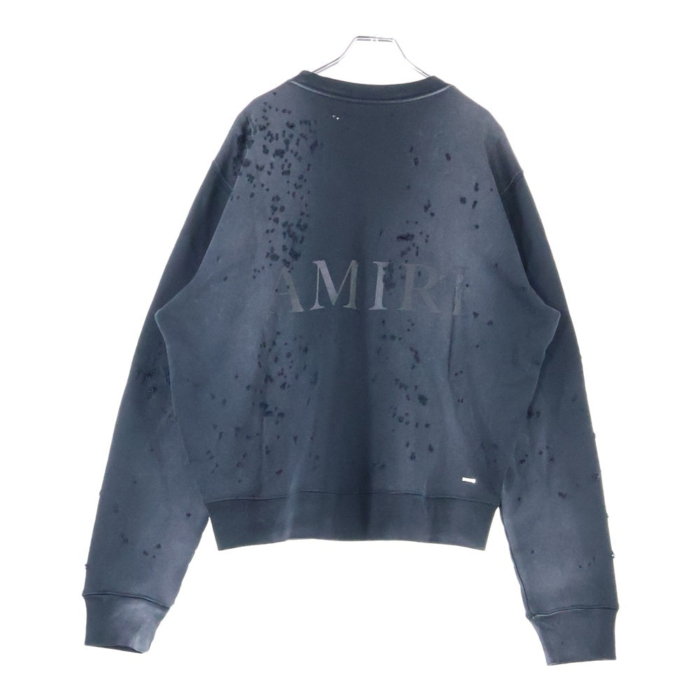 AMIRI(アミリ) MA Logo SHOTGUN Crewneck フロントロゴ ショットガン加工 クルーネックスウェットトレーナー ブラック
