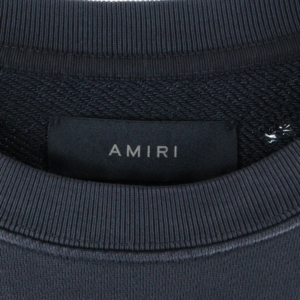 AMIRI(アミリ) MA Logo SHOTGUN Crewneck フロントロゴ ショットガン加工 クルーネックスウェットトレーナー ブラック