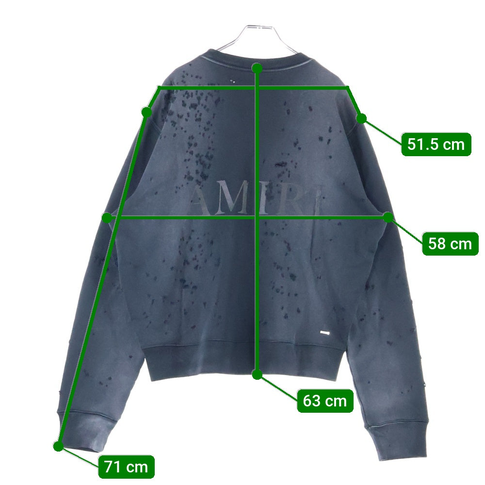 AMIRI(アミリ) MA Logo SHOTGUN Crewneck フロントロゴ ショットガン加工 クルーネックスウェットトレーナー ブラック