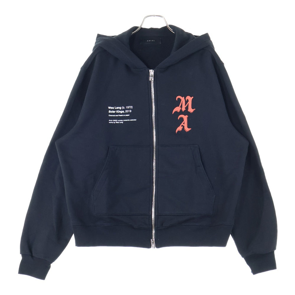 AMIRI(アミリ) × Wes Lang Solar Kings Zip Hoodie バックプリント ジップアップ パーカー ブラック
