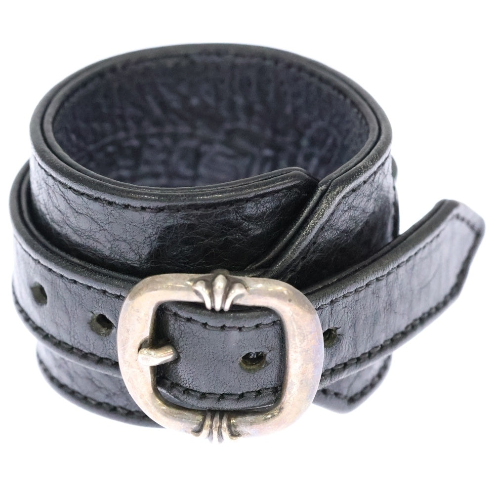 CHROME HEARTS(クロムハーツ) R&R TINY BUCKLE ガンスリンガー タイニーバックル レザーブレスレット チョーカー ブラック/シルバー