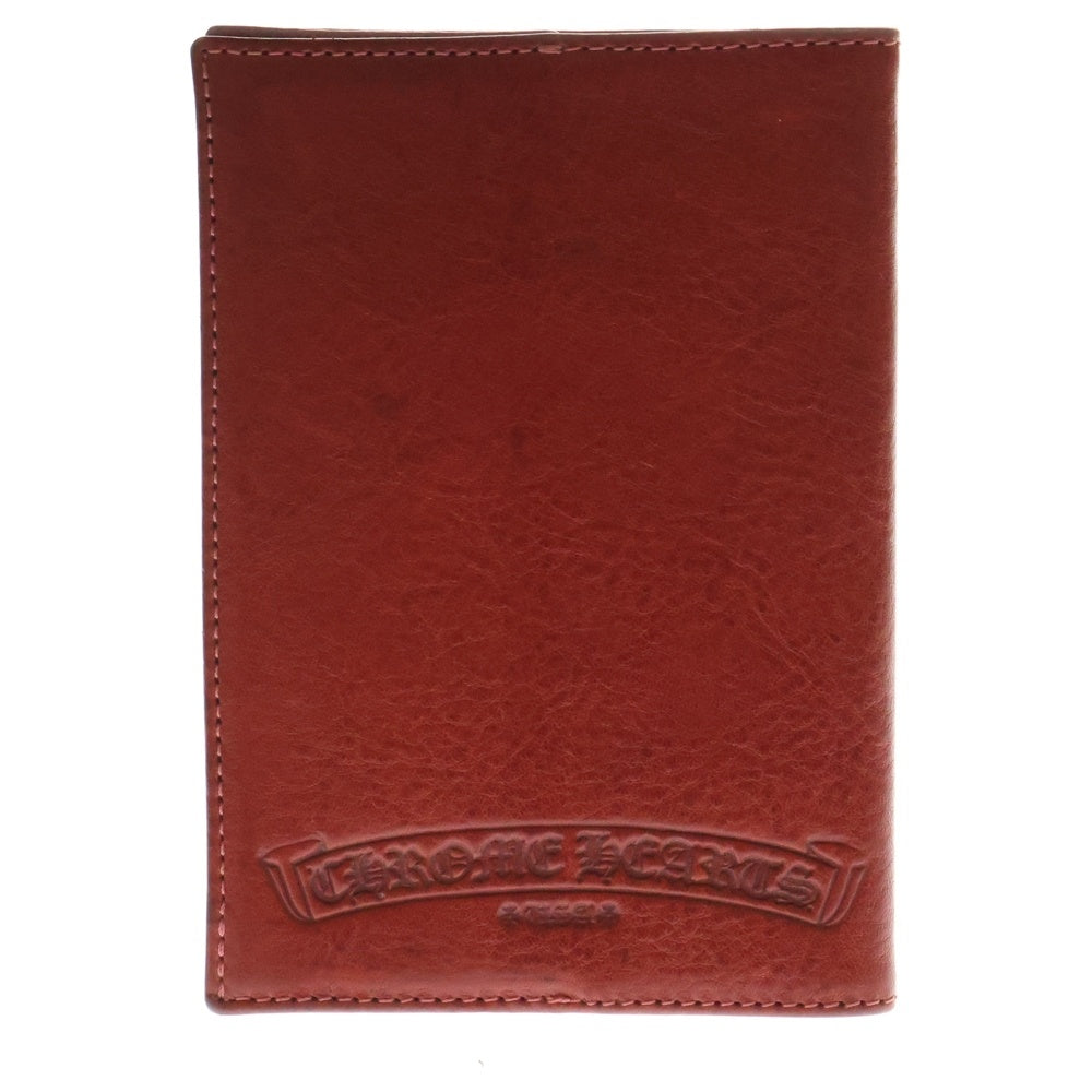 CHROME HEARTS(クロムハーツ) PASSPORT COVER クロスパッチ付 レザー パスポートケース レッド