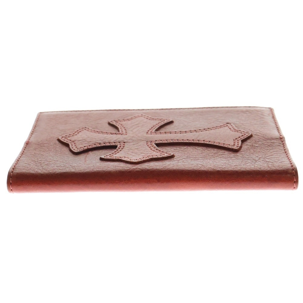 CHROME HEARTS(クロムハーツ) PASSPORT COVER クロスパッチ付 レザー パスポートケース レッド