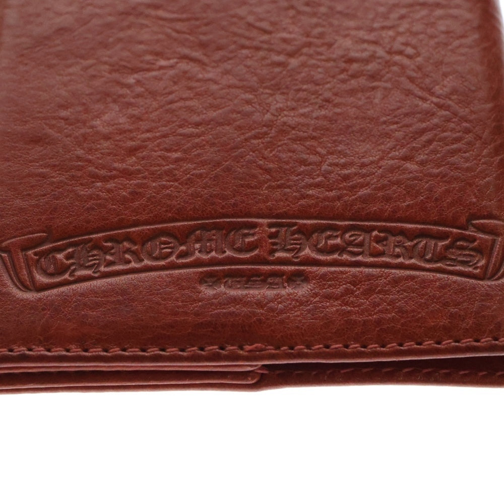 CHROME HEARTS(クロムハーツ) PASSPORT COVER クロスパッチ付 レザー パスポートケース レッド