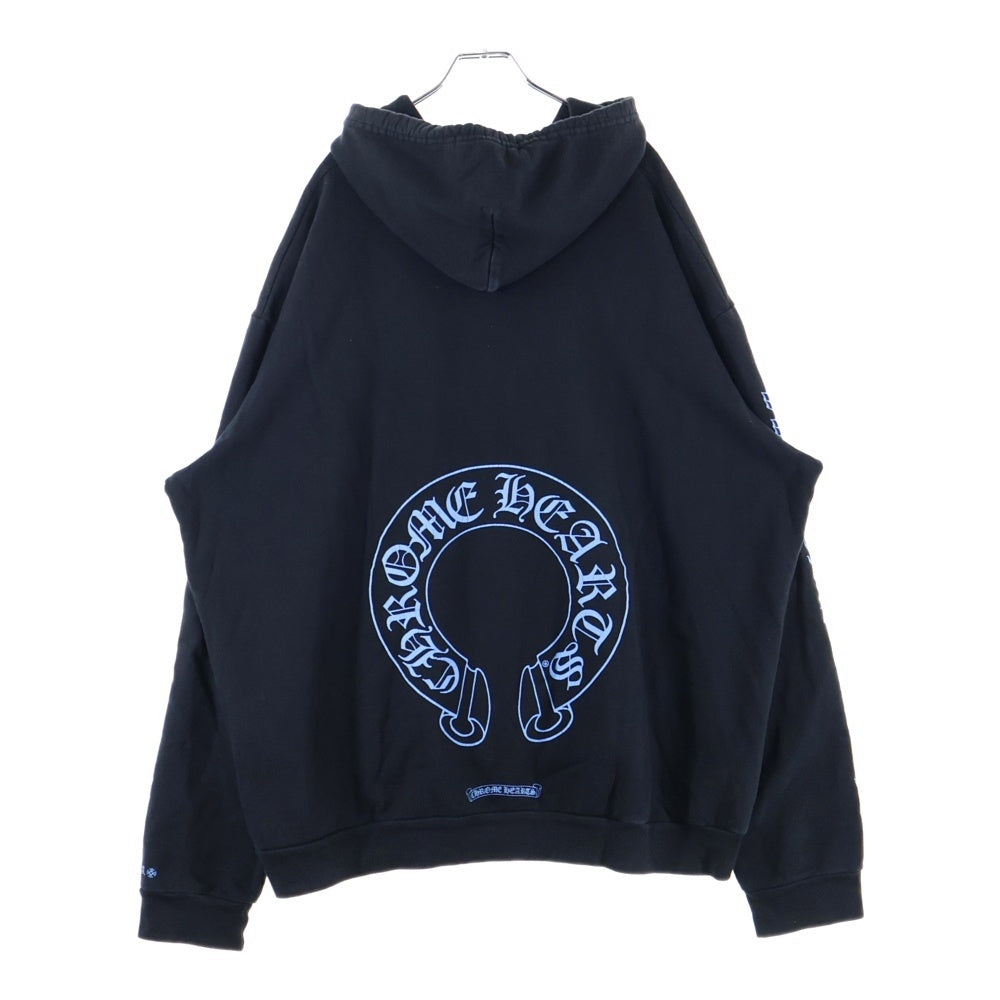 CHROME HEARTS(クロムハーツ) WWW.CHROMEHEARTS.COM HOODIE オンライン限定ホースシューバックプリント プルオーバーパーカー ブラック/ブルー