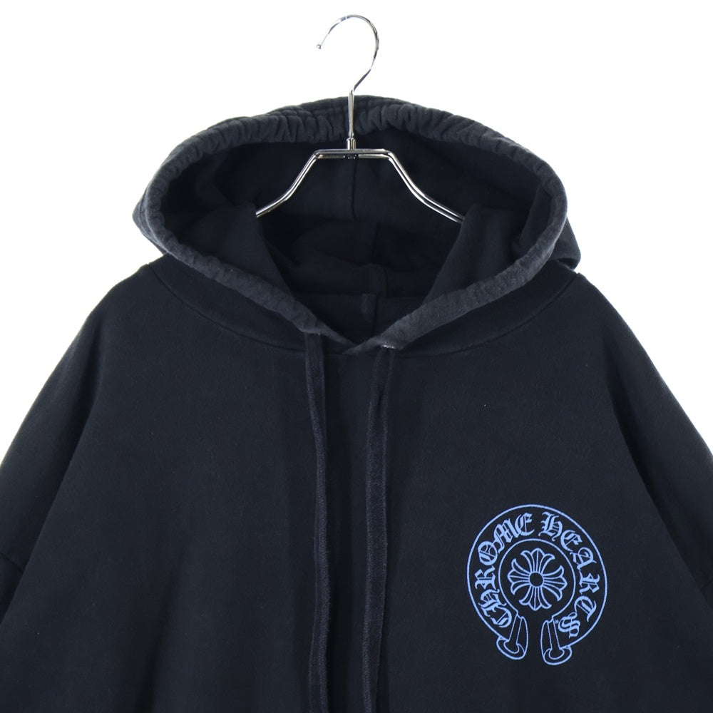 CHROME HEARTS(クロムハーツ) WWW.CHROMEHEARTS.COM HOODIE オンライン限定ホースシューバックプリント プルオーバーパーカー ブラック/ブルー