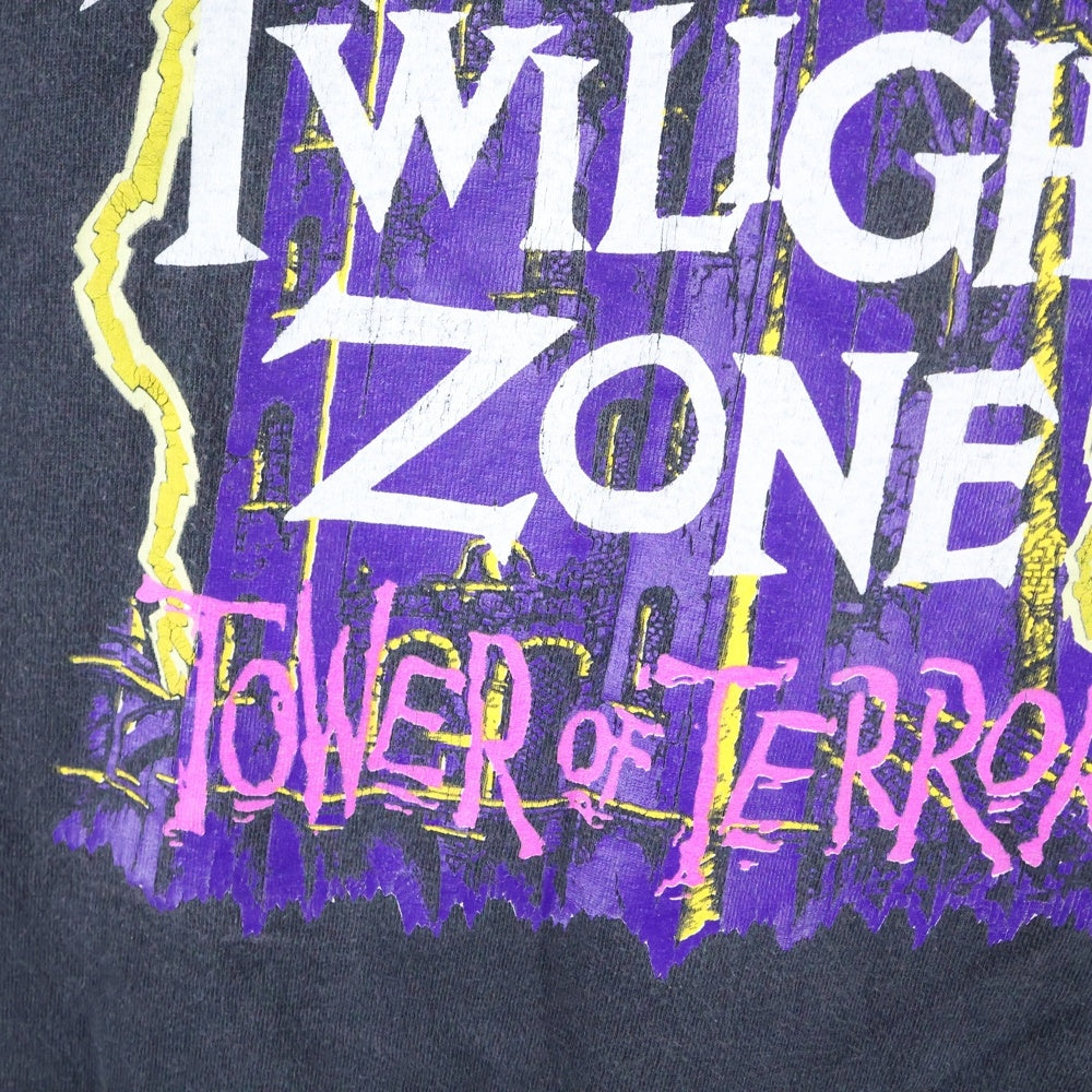 VINTAGE(ヴィンテージ) DISNEY THE TWILIGHT ZONE TOWER OF TERROR ディズニー タワーオブテラー 半袖Tシャツ ブラック