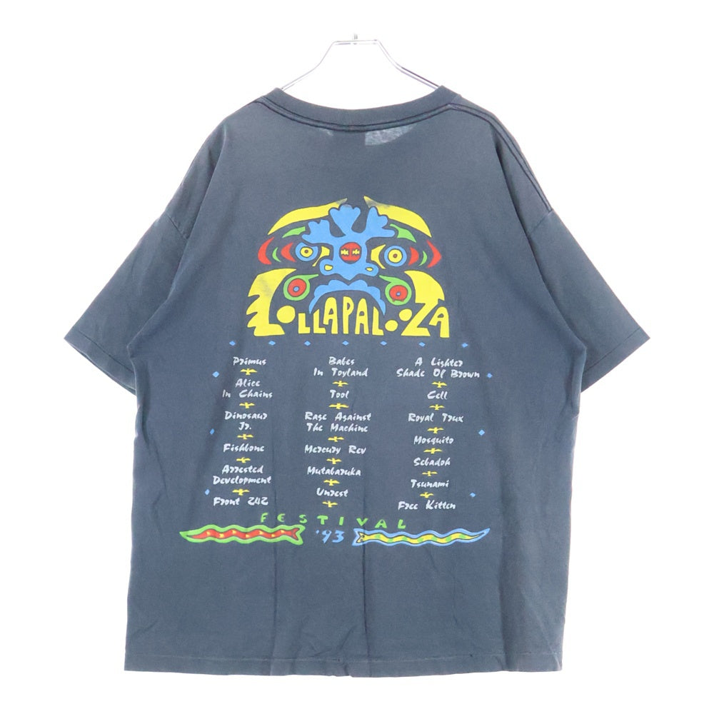 VINTAGE(ヴィンテージ) 90S LOLLAPALOOZA 1993 MANDELBROT FRACTAL ロラパルーザ 両面プリント 半袖Tシャツ カットソー ブラック