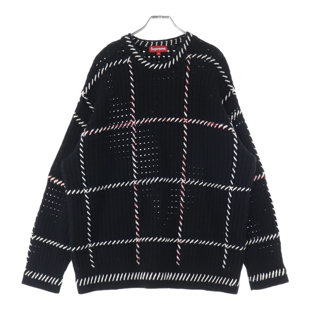 SUPREME(シュプリーム) 23SS Quilt Stitch Sweater バックロゴ ステッチハンドニット セーター ブラック