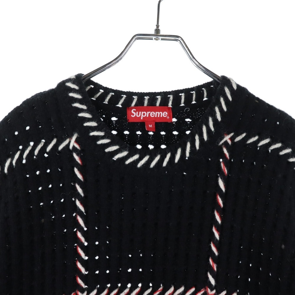 SUPREME(シュプリーム) 23SS Quilt Stitch Sweater バックロゴ ステッチハンドニット セーター ブラック