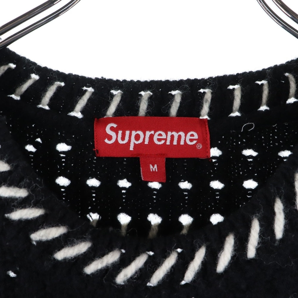 SUPREME(シュプリーム) 23SS Quilt Stitch Sweater バックロゴ ステッチハンドニット セーター ブラック