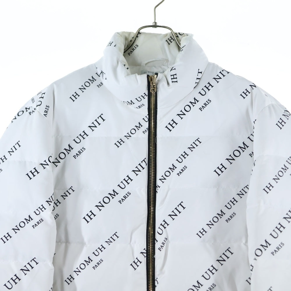 ih nom uh nit PARIS(インノミネイトパリス) 18AW ロゴプリント ダウンジャケット ホワイト NMW18113