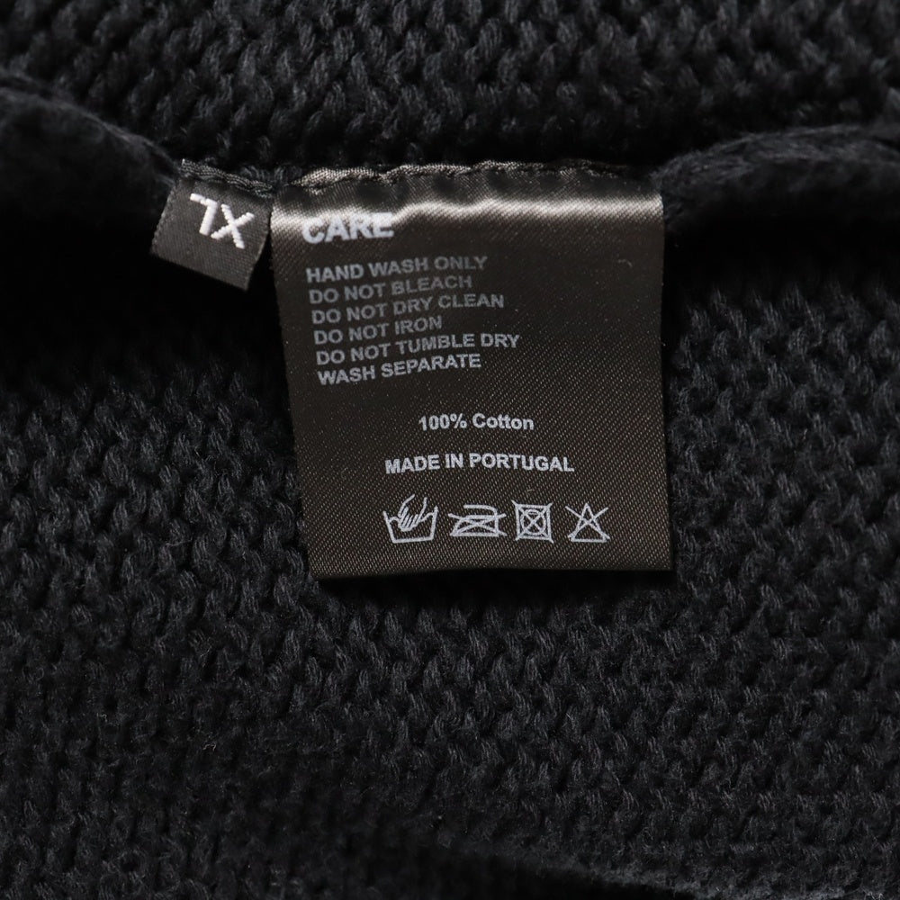 ASKYURSELF(アスクユアセルフ) RAW BANNED CROCHET CREW KNIT コットン ニットセーター ブラック