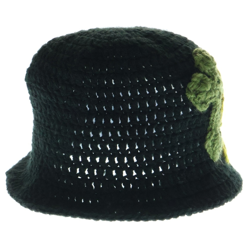 Y.A.R.N(ヤーン) 3D DOUBLE CROSS HANDMADE KNIT HAT ダブルクロス刺繍 ニット ハット ブラック