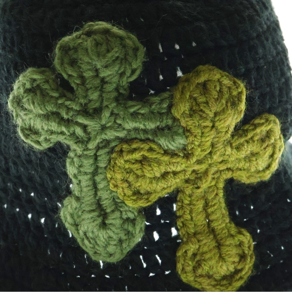 Y.A.R.N(ヤーン) 3D DOUBLE CROSS HANDMADE KNIT HAT ダブルクロス刺繍 ニット ハット ブラック