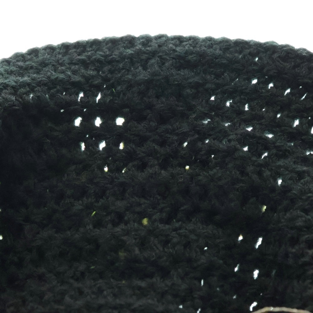 Y.A.R.N(ヤーン) 3D DOUBLE CROSS HANDMADE KNIT HAT ダブルクロス刺繍 ニット ハット ブラック