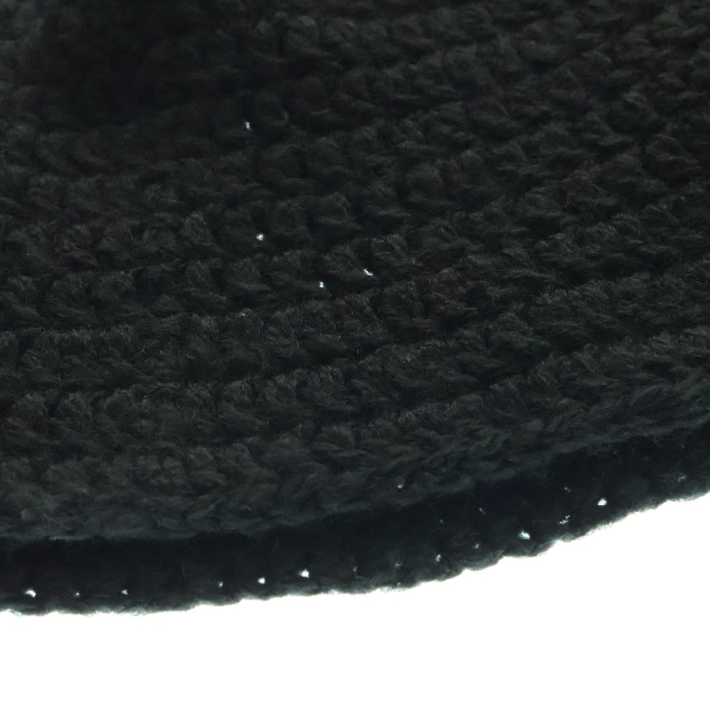Y.A.R.N(ヤーン) 3D DOUBLE CROSS HANDMADE KNIT HAT ダブルクロス刺繍 ニット ハット ブラック