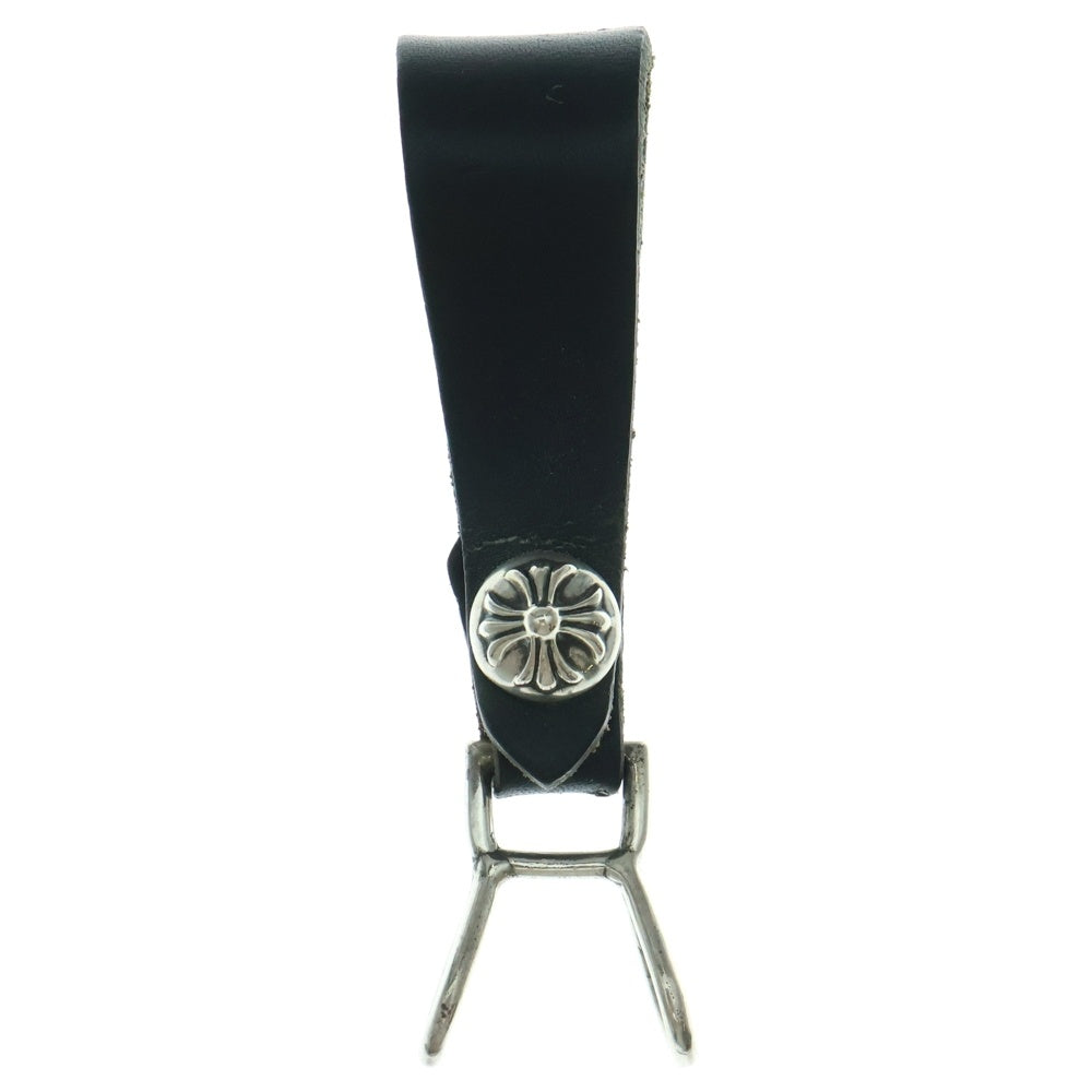 CHROME HEARTS(クロムハーツ) BELT LOOP クロスボールボタンレザーベルトループ シルバー/ブラック BCA397