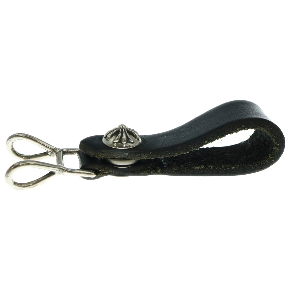 CHROME HEARTS(クロムハーツ) BELT LOOP クロスボールボタンレザーベルトループ シルバー/ブラック BCA397