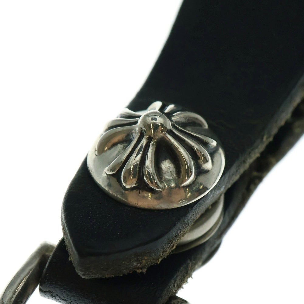 CHROME HEARTS(クロムハーツ) BELT LOOP クロスボールボタンレザーベルトループ シルバー/ブラック BCA397