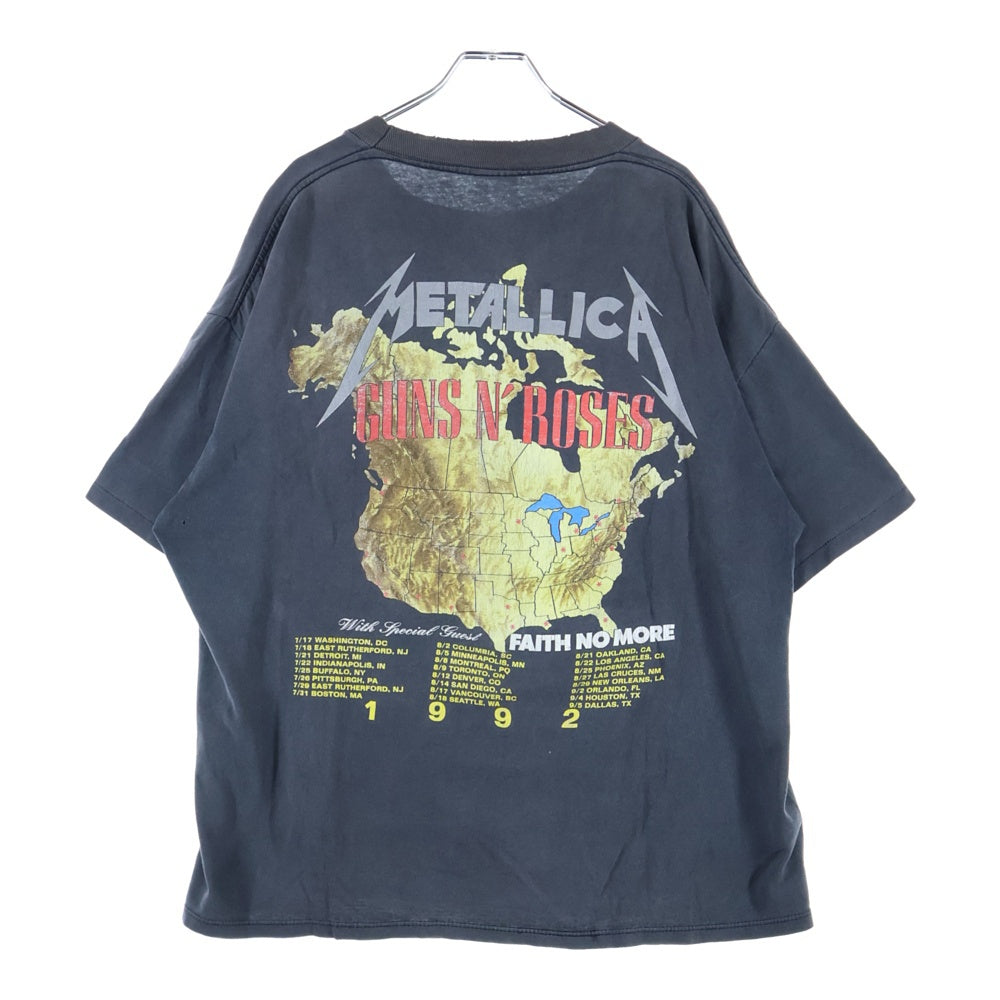VINTAGE(ヴィンテージ) 90s METALLICA × GUNS N ROSES 1992 NORTH AMERICAN TOUR FAITH NO MORE 両面プリント 半袖tシャツ ブラック