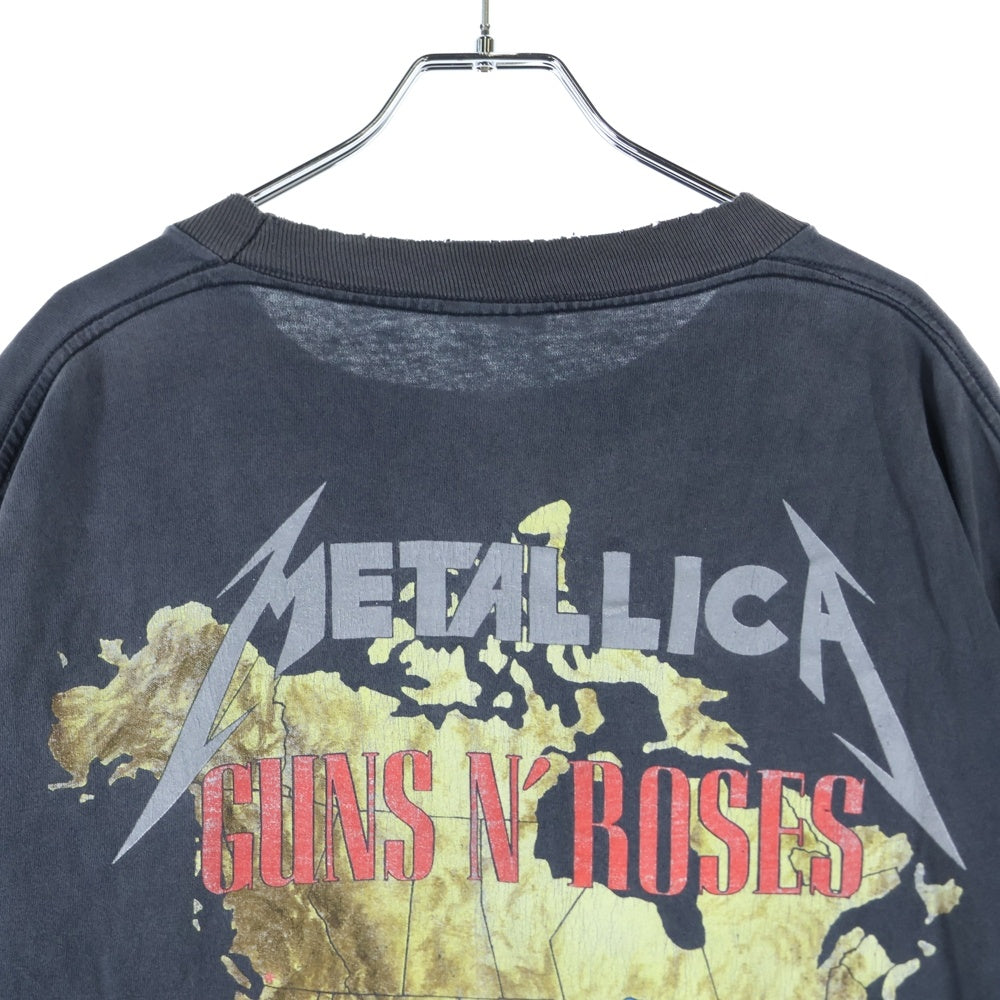 VINTAGE(ヴィンテージ) 90s METALLICA × GUNS N ROSES 1992 NORTH AMERICAN TOUR FAITH NO MORE 両面プリント 半袖tシャツ ブラック