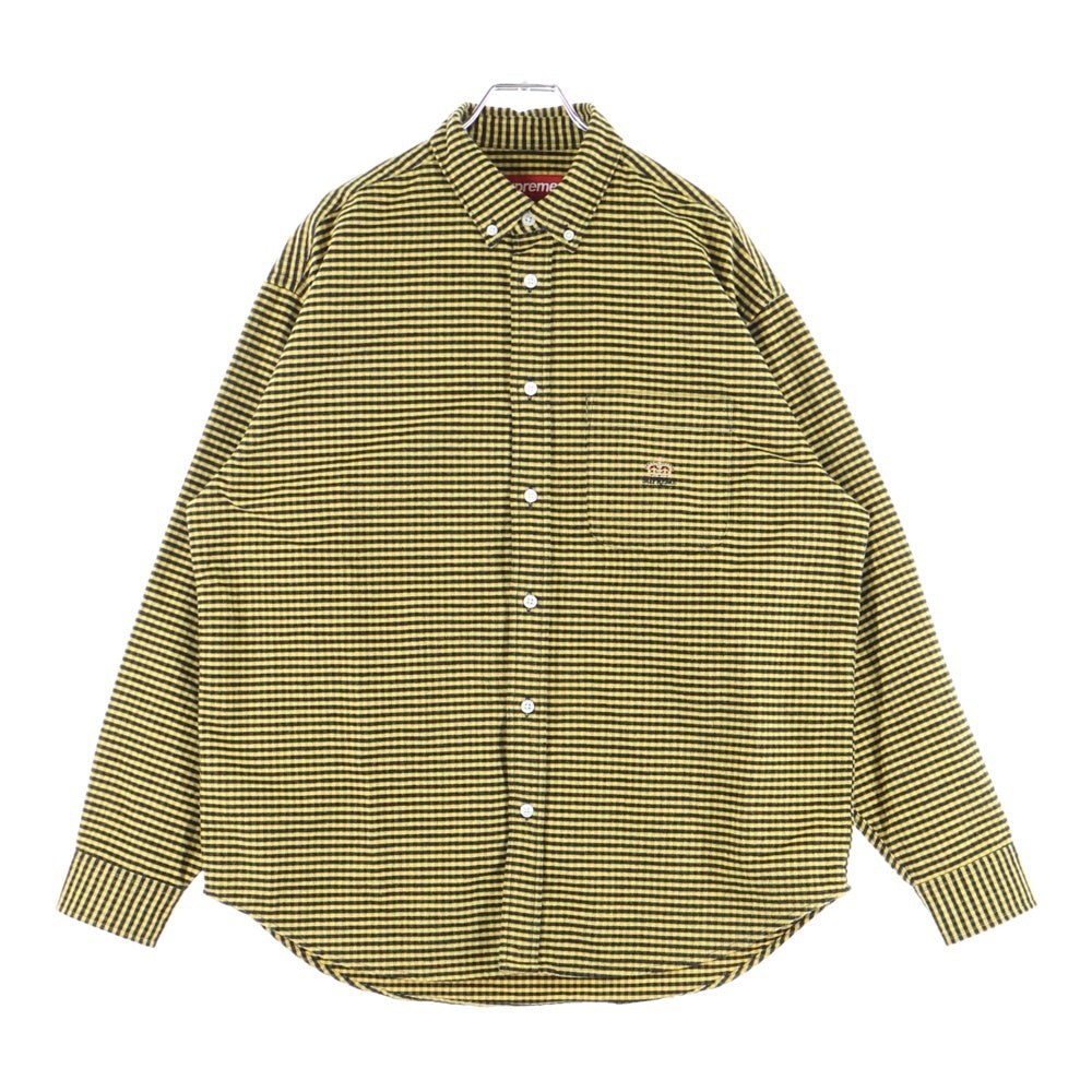 SUPREME(シュプリーム) 24SS Loose Fit Flannel Oxford Shirt チェックフランネルシャツ 長袖シャツ イエロー/ブラック
