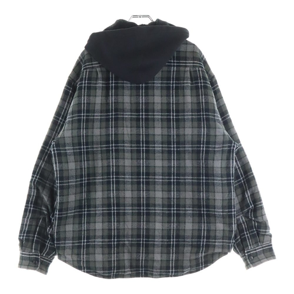 SUPREME(シュプリーム) 23AW Tartan Flannel Hooded Shirt フード付き 裏地キルティング タータンチェック フランネル 長袖シャツ ブラック