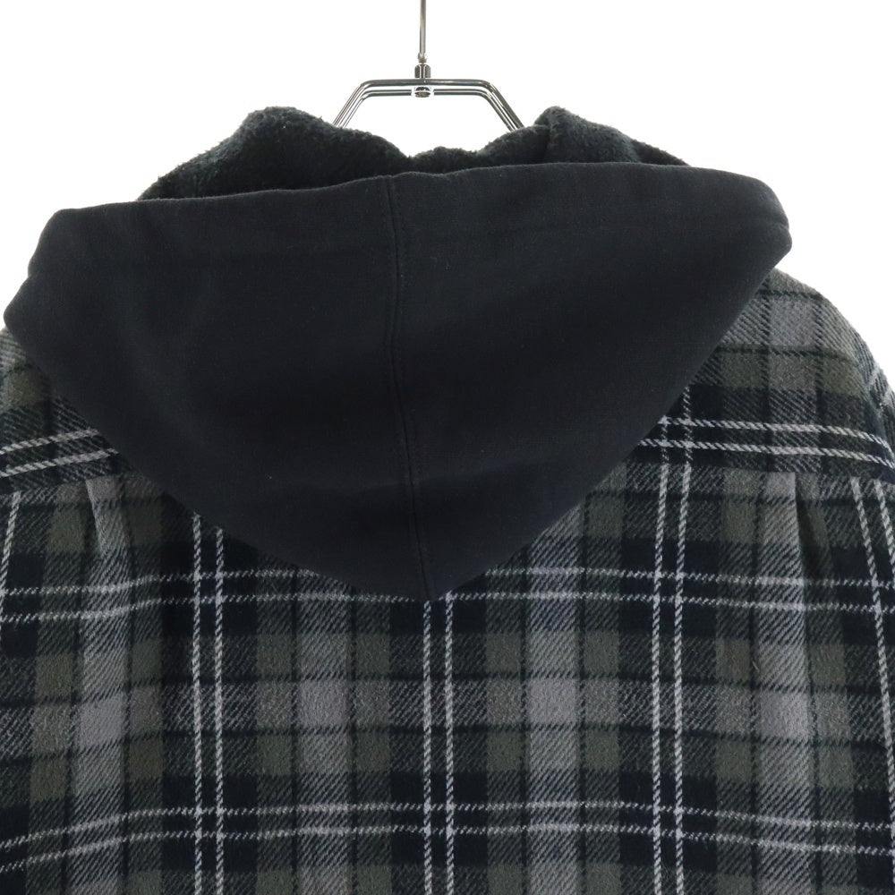 SUPREME(シュプリーム) 23AW Tartan Flannel Hooded Shirt フード付き 裏地キルティング タータンチェック フランネル 長袖シャツ ブラック