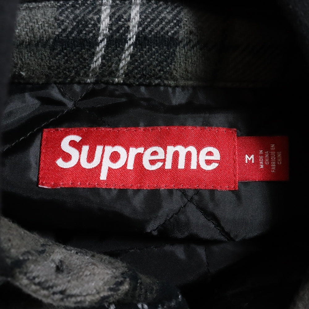 SUPREME(シュプリーム) 23AW Tartan Flannel Hooded Shirt フード付き 裏地キルティング タータンチェック フランネル 長袖シャツ ブラック