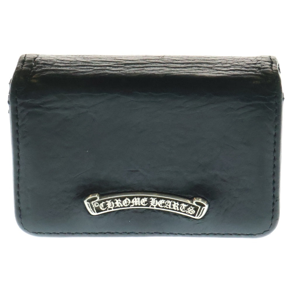 CHROME HEARTS(クロムハーツ) CARD CASE スクロールラベル レザーカードケース ブラック
