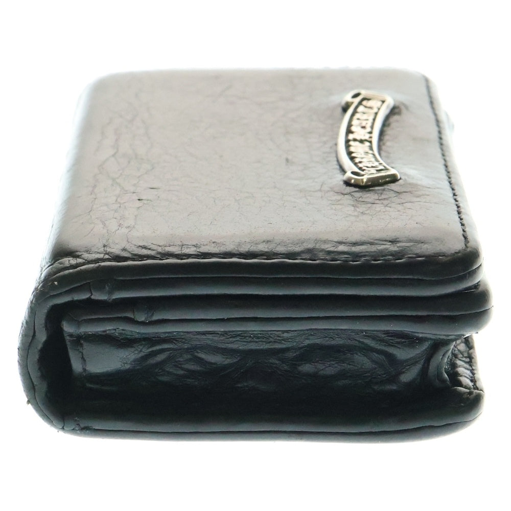 CHROME HEARTS(クロムハーツ) CARD CASE スクロールラベル レザーカードケース ブラック