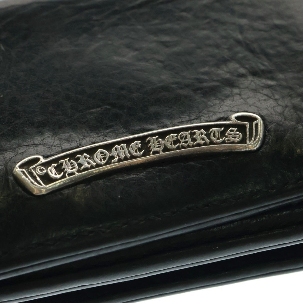 CHROME HEARTS(クロムハーツ) CARD CASE スクロールラベル レザーカードケース ブラック