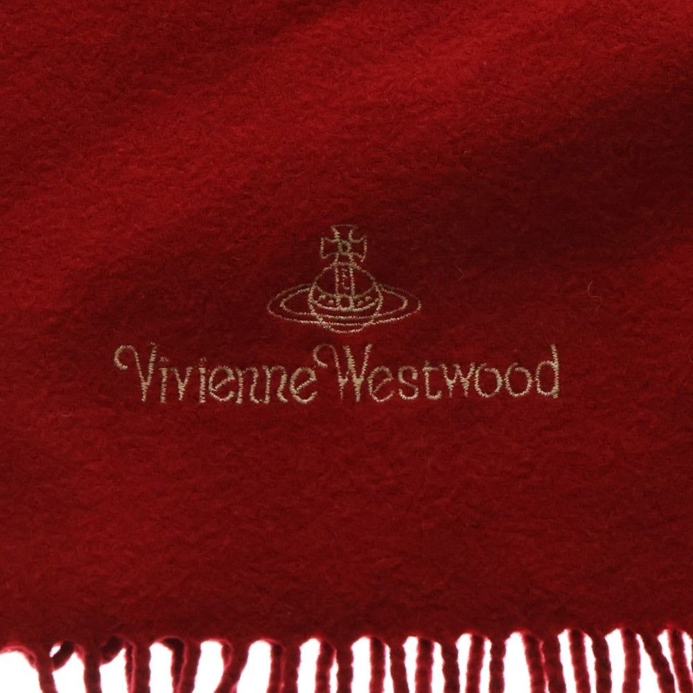 Vivienne Westwood(ヴィヴィアンウエストウッド) オーブ ロゴ刺繍 マフラー レッド