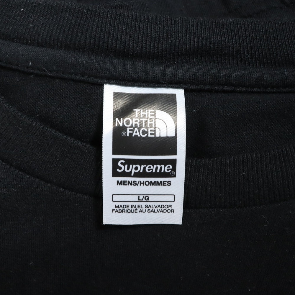 SUPREME(シュプリーム) 23SS ×THE NORTH FACE Printed Pocket Tee コラボ 胸ポケット プリント 半袖Tシャツカットソー ブラック