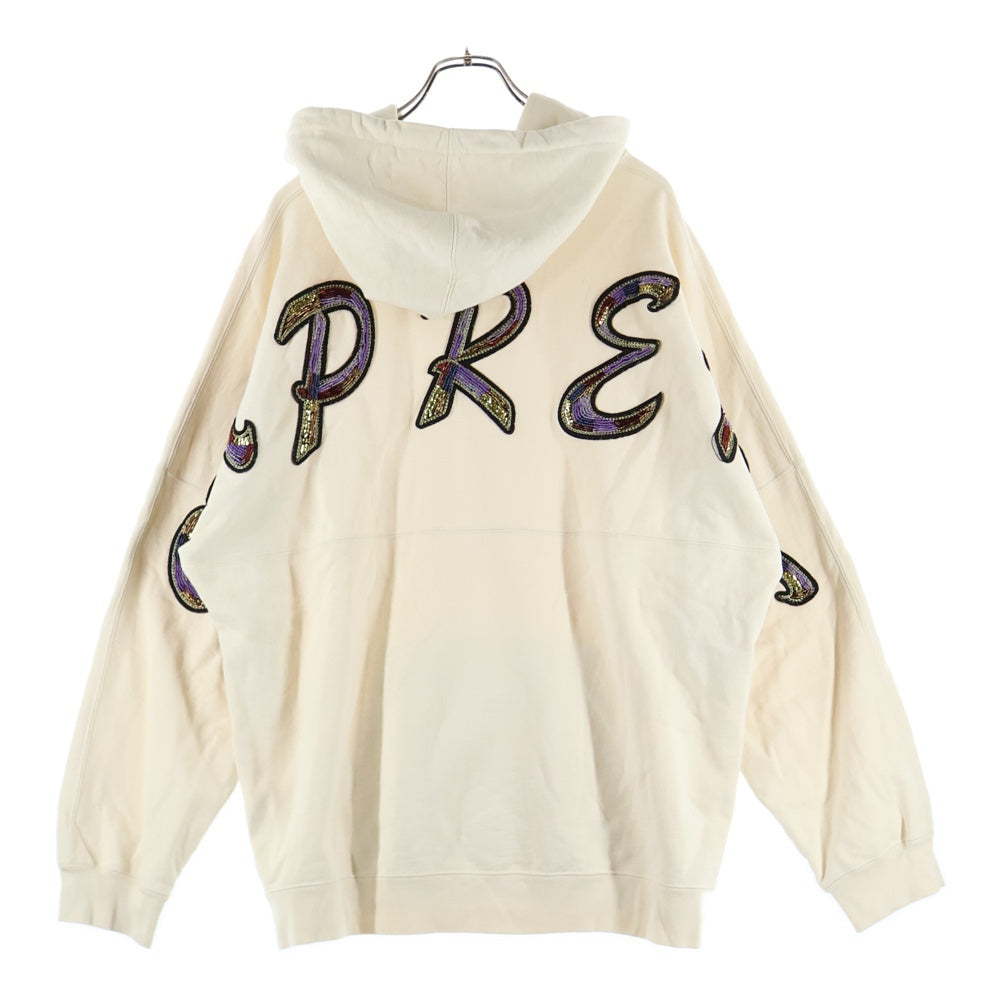 SUPREME(シュプリーム) 22SS Beaded Hooded Sweatshirt ビーズクラシックロゴ フーディ ホワイト