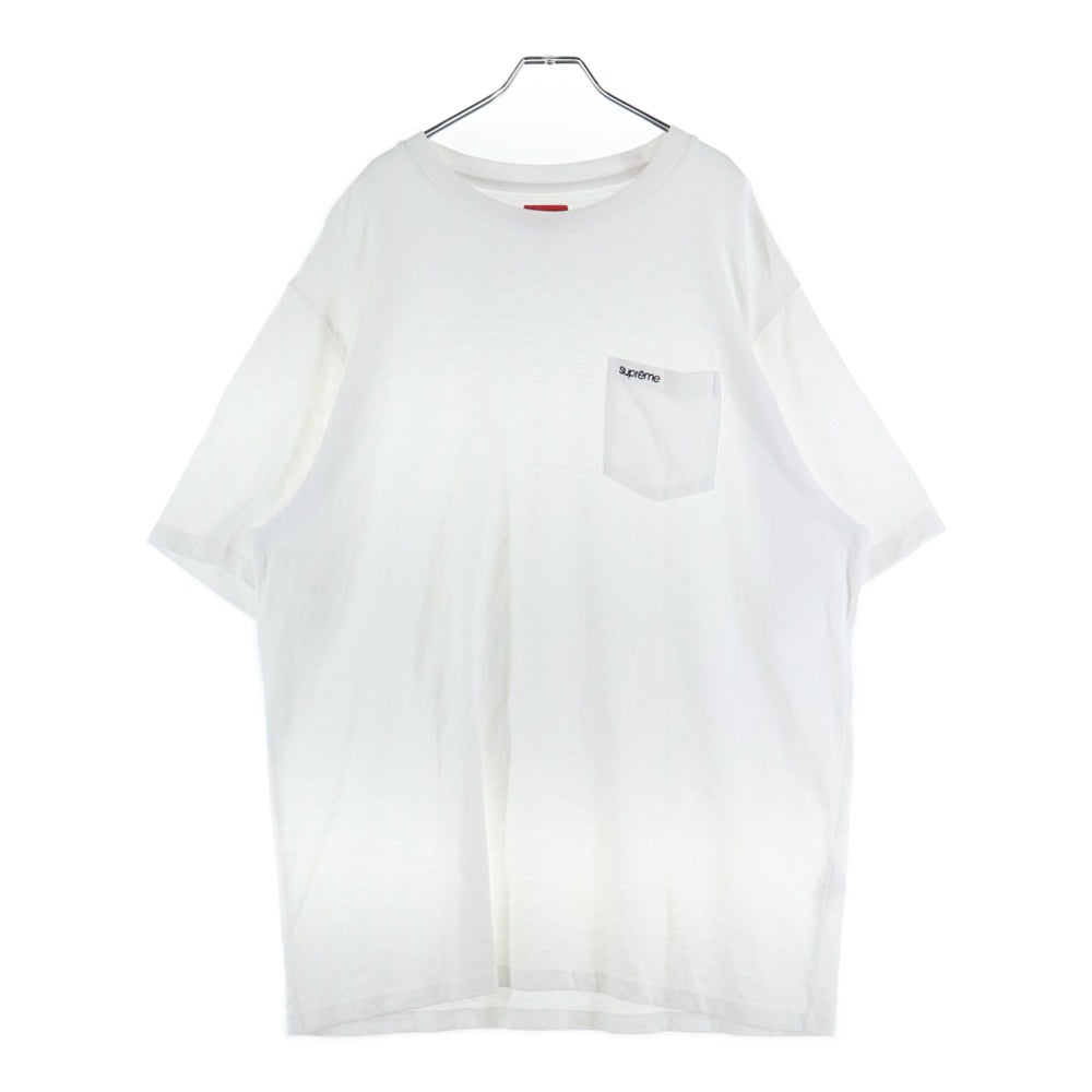 SUPREME(シュプリーム) 23AW Pocket Tee フロントロゴ刺繍 ポケット 半袖Tシャツカットソー ホワイト