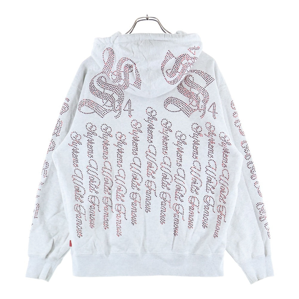 SUPREME(シュプリーム) 22SS Rhinestone Zip up Hooded Sweatshirt ラインストーンジップアップフーデッドスウェットシャツ グレー