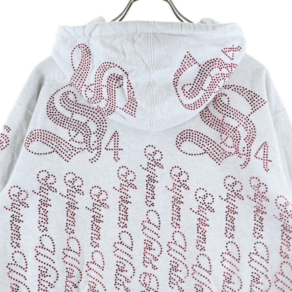 SUPREME(シュプリーム) 22SS Rhinestone Zip up Hooded Sweatshirt ラインストーンジップアップフーデッドスウェットシャツ グレー