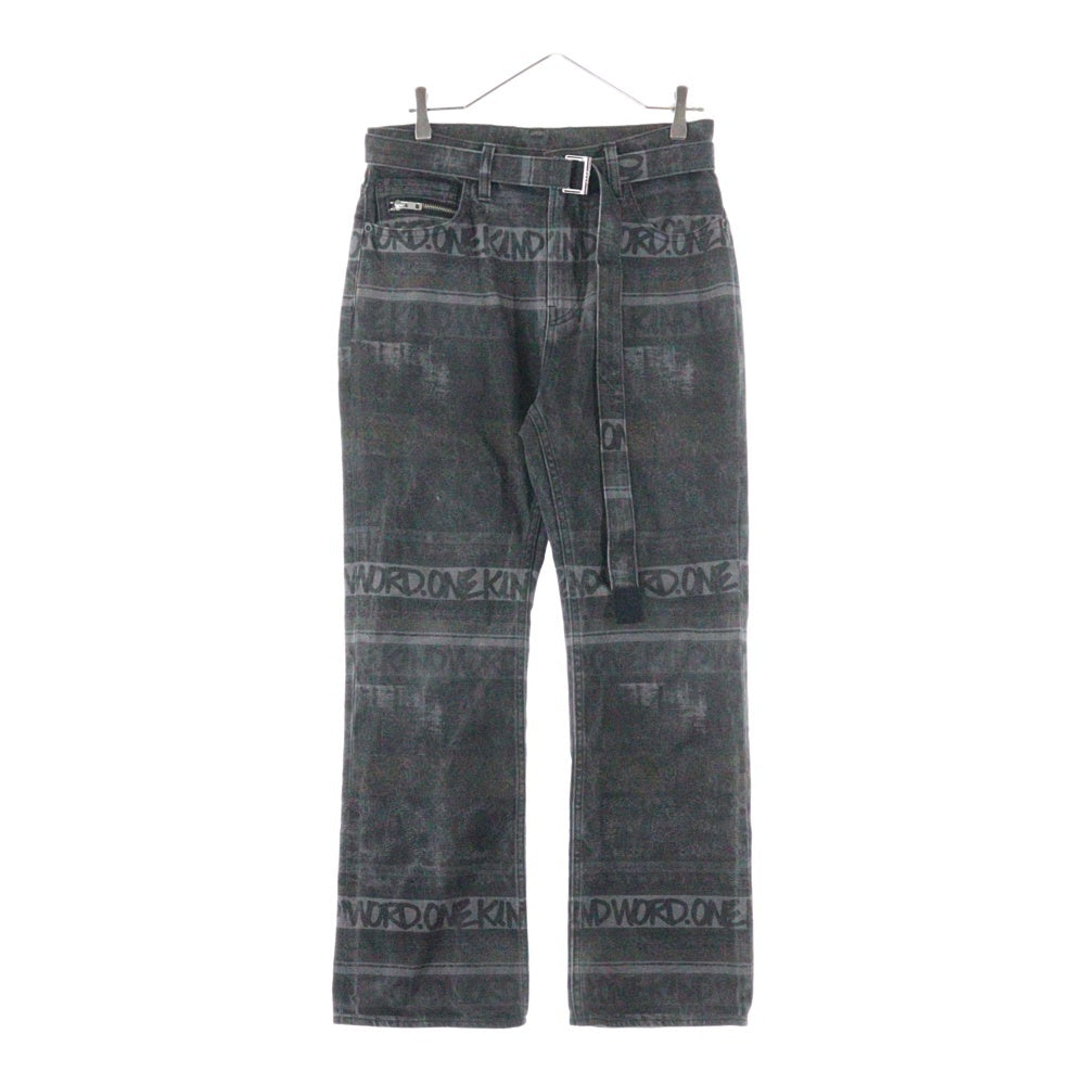 Sacai(サカイ) 23SS ×Eric Haze Denim Pants エリックヘイズ 総柄デザイン デニム ブラック 23-02973M