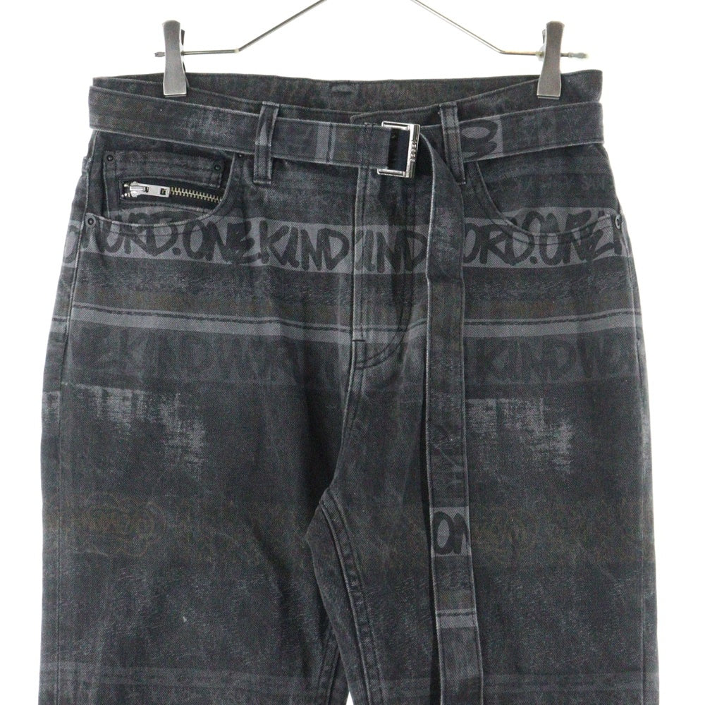 Sacai(サカイ) 23SS ×Eric Haze Denim Pants エリックヘイズ 総柄デザイン デニム ブラック 23-02973M