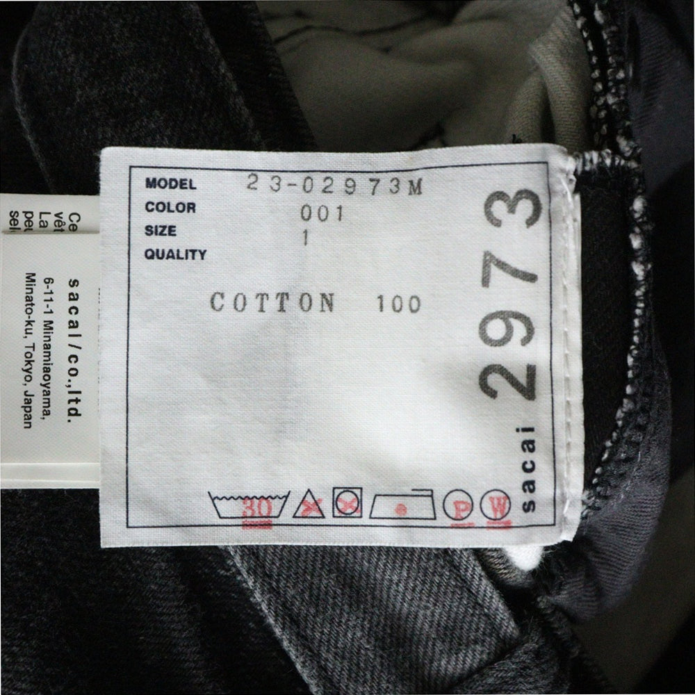 Sacai(サカイ) 23SS ×Eric Haze Denim Pants エリックヘイズ 総柄デザイン デニム ブラック 23-02973M