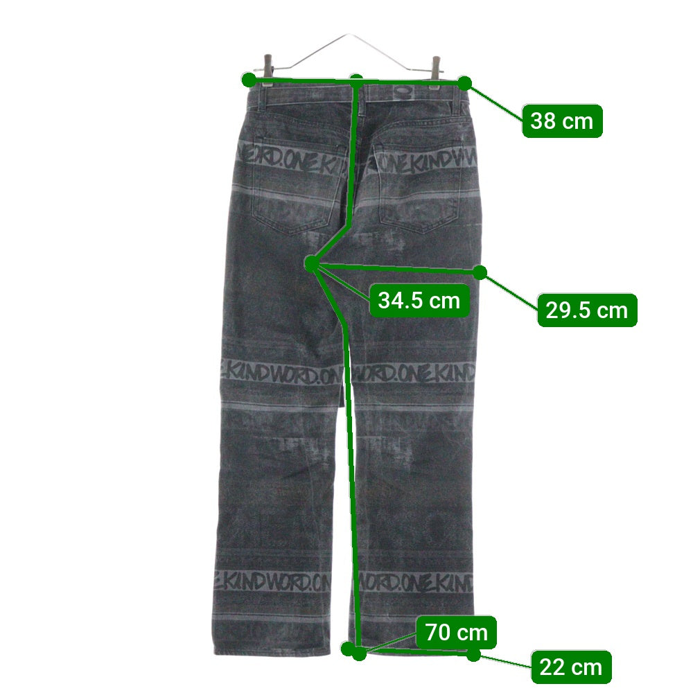 Sacai(サカイ) 23SS ×Eric Haze Denim Pants エリックヘイズ 総柄デザイン デニム ブラック 23-02973M