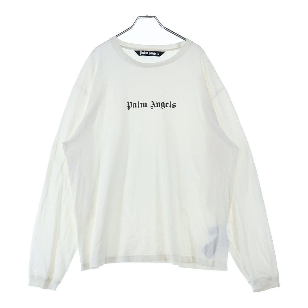 Palm Angels(パームエンジェルス) ロゴプリント ロングスリーブ カットソー 長袖Tシャツ ホワイト PMAB046S24JER001
