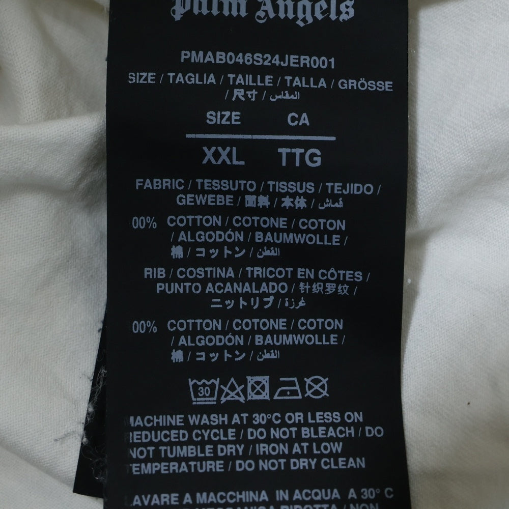 Palm Angels(パームエンジェルス) ロゴプリント ロングスリーブ カットソー 長袖Tシャツ ホワイト PMAB046S24JER001