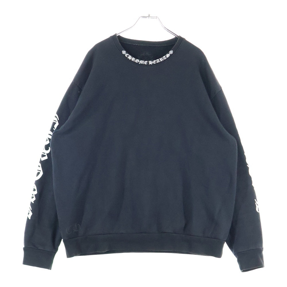 CHROME HEARTS(クロムハーツ) SWTSHRT PLVRスウェット ネックロゴプリント スウェットトレーナー ブラック