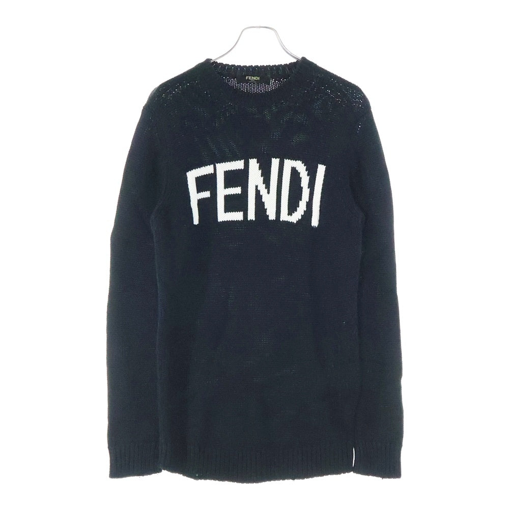 FENDI(フェンディ) フロントロゴ クルーネックニット セーター ブラック FZZ387 A3M3