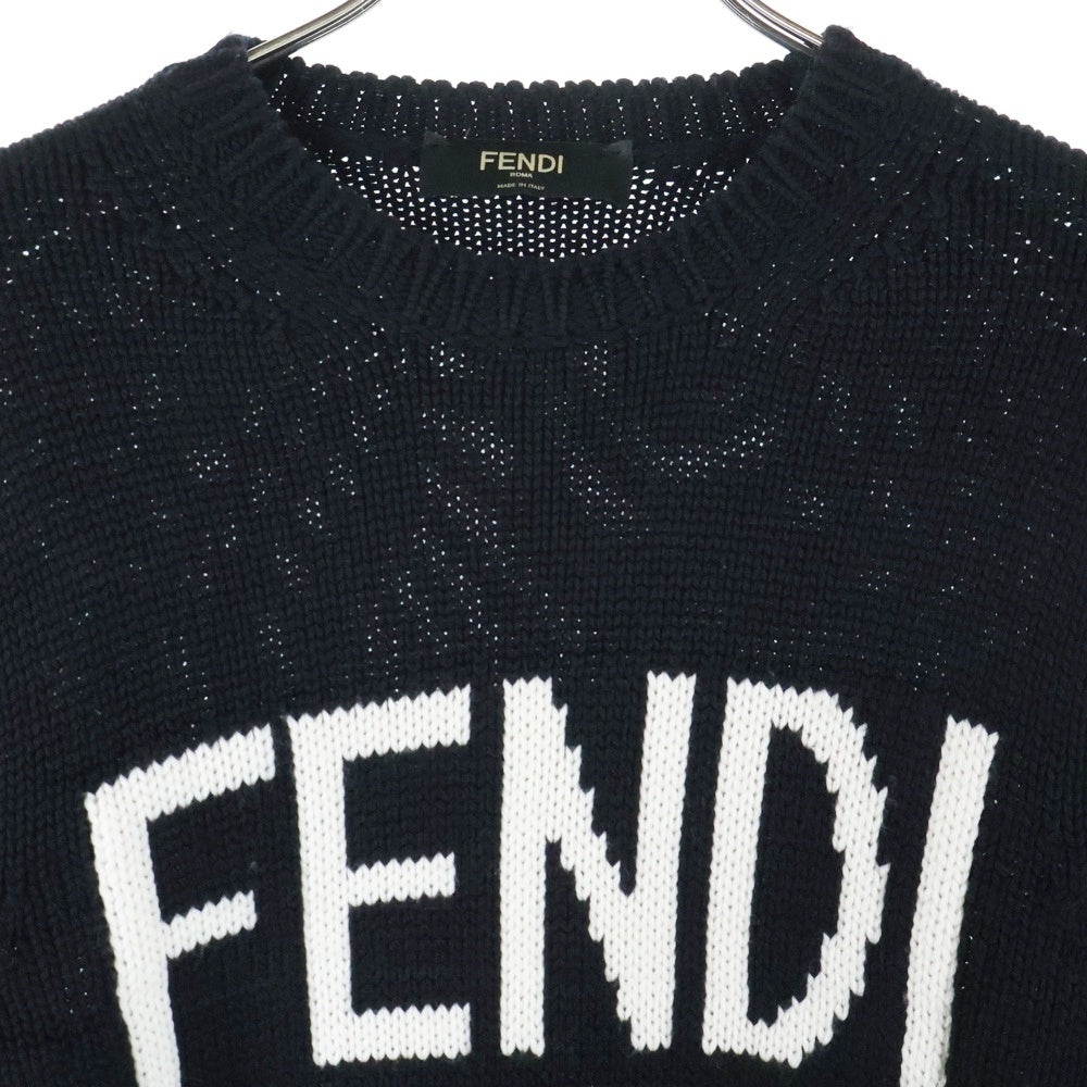 FENDI(フェンディ) フロントロゴ クルーネックニット セーター ブラック FZZ387 A3M3